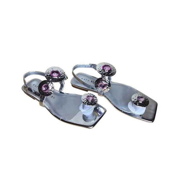 Katty Perry The Camie Pink Stone Sandal Silver Size 6 - Picture 2 of 14